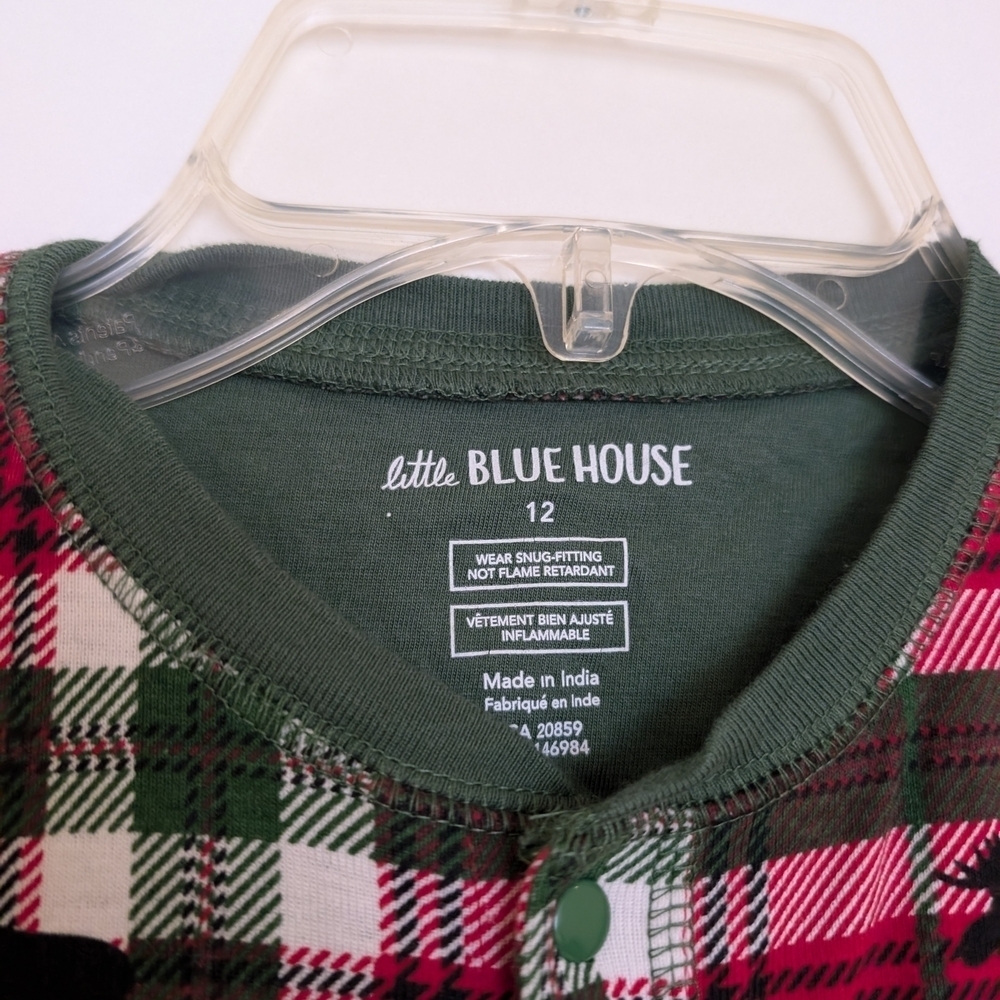 Little Blue House Red Plaid One-Piece Pajamas Size 12 - Picture 5 of 7